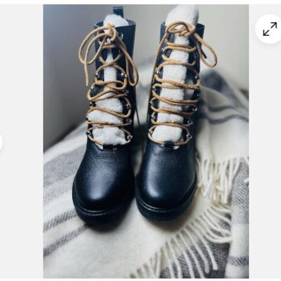 MARC FISHER LTD Denise Combat Boot Black Sz 10 - Picture 1 of 7